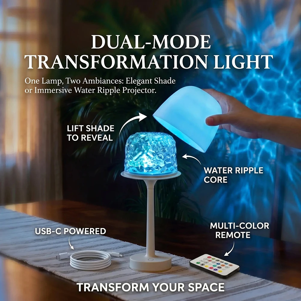 16-色の周囲水リップルランプリモートタッチコントロールアンビエントテーブルランプ-led-波プロジェクターライトロマンチックなリビングルームのための