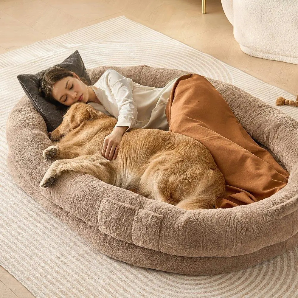 

Dog Bed for Human 72x48x10in Faux Rabbit Fur Soft Cushioned Durable Hypoallergenic Protector
