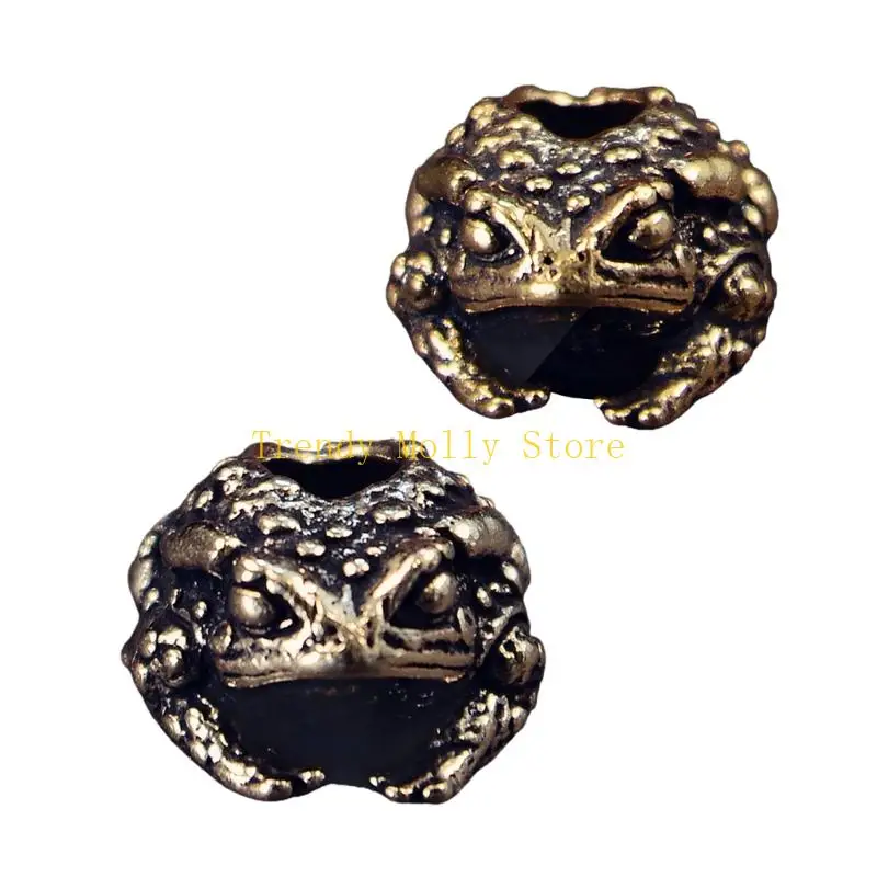 

N5KB Brass Toads Beads Charm Pendant for Creative DIY and Crafting Lanyard Activity