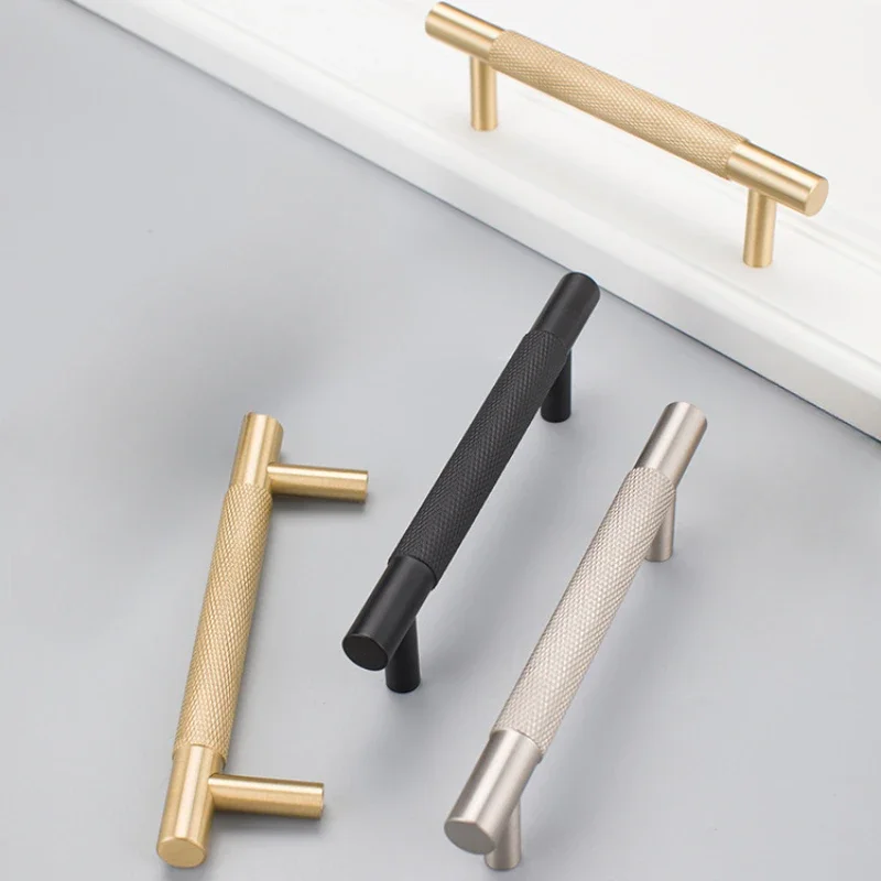 Light Luxury Wardrobe Door Brass Handle New Reticulated Gold Cabinet Shoe Cabinet Drawer Pure Aluminum Alloy Long Handle