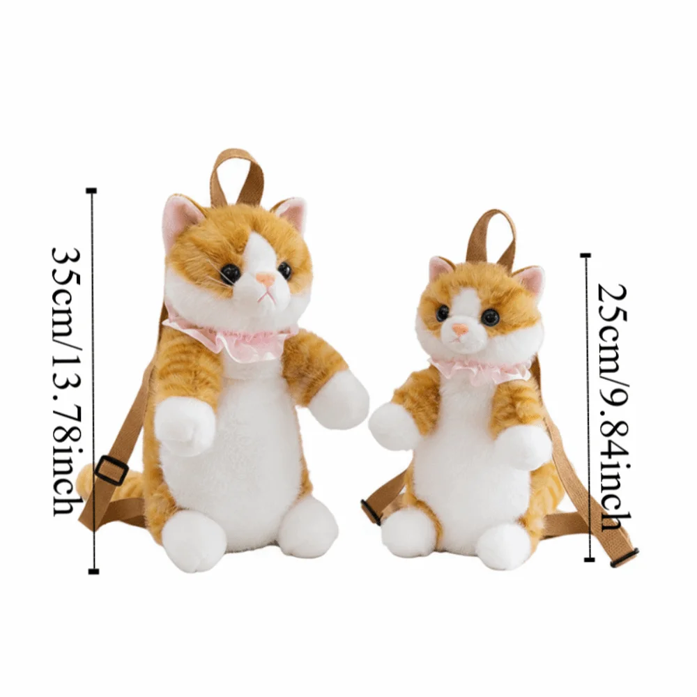 لطيف لينة واقعية القط على ظهره Kawaii رقيق مقلد دمية Daypack أنيمي الكرتون الحيوانات المحشوة حقيبة مدرسية هدية عيد ميلاد