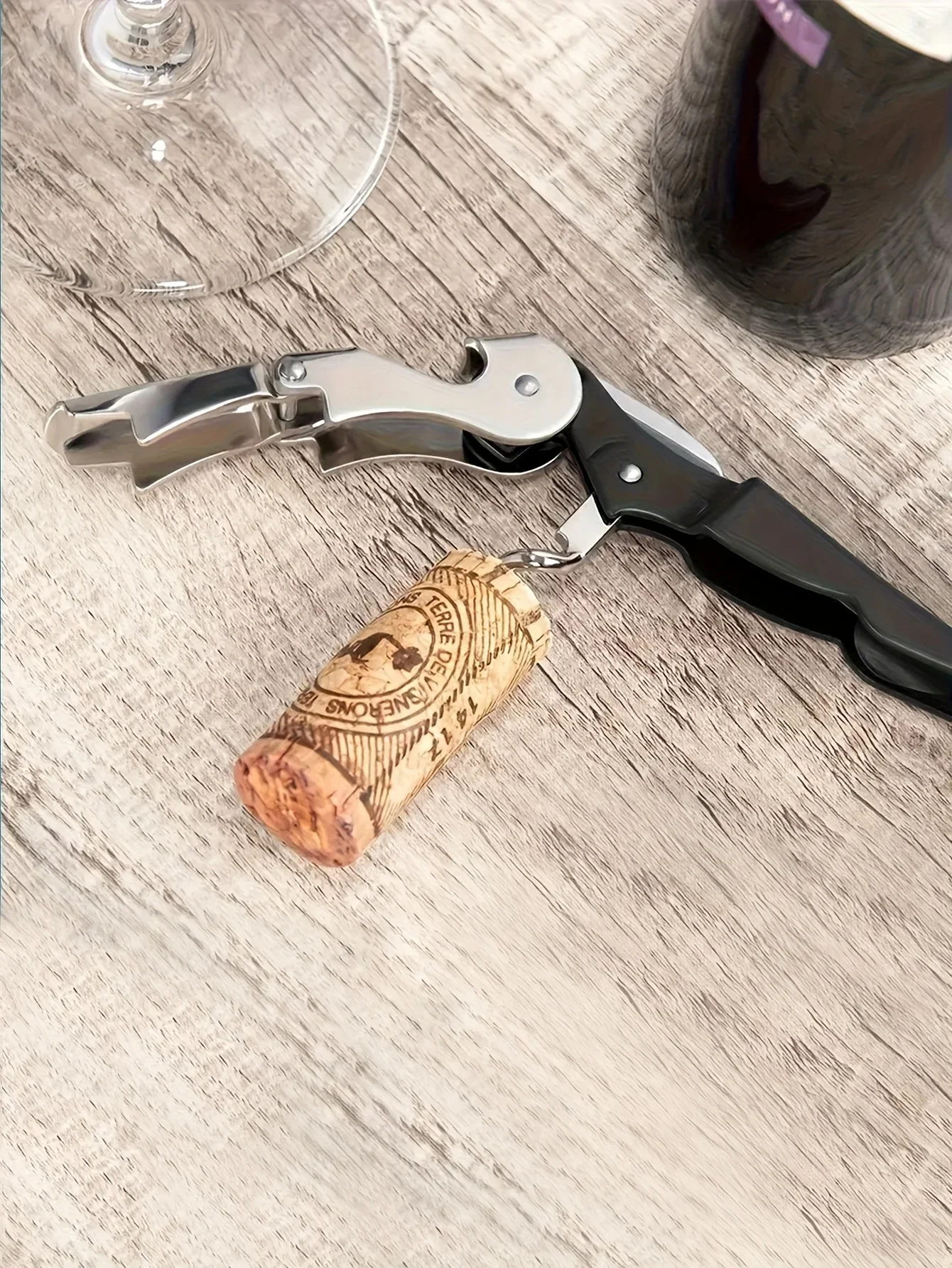 1pc Premium Edelstahl Wein Flasche Opener Multifunktionale Flaschenöffner Wein Korken Schraube Korkenzieher Bier Kappe Entferner bar – Detail 9