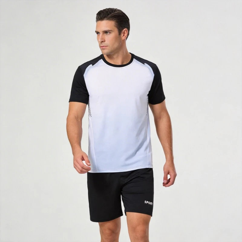 Summer Fitness Clothes MEN'S Sets Quick-dry Sportswear Set Summer T-shirt Basketball Equipment Training Running Short Sleeves