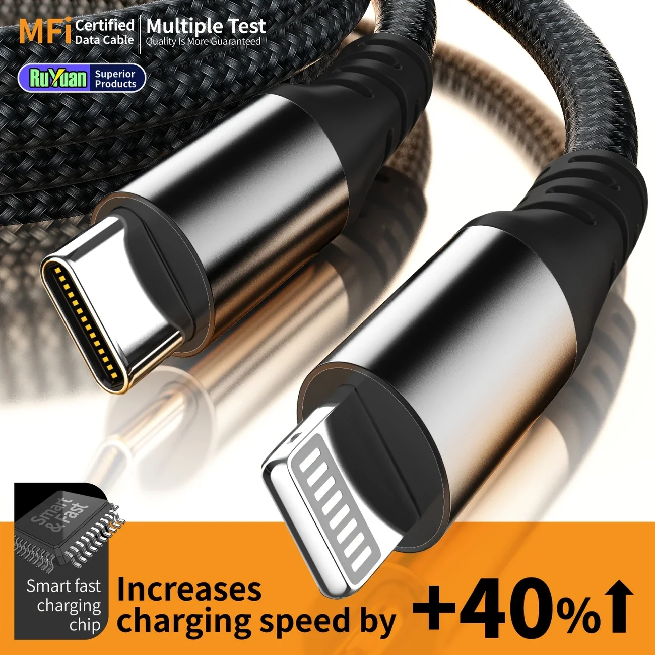 كابل LAIHONEN من النوع C إلى Lightning للشحن السريع ومزامنة البيانات المضفر المتين بقدرة 20 وات لهاتف iPhone 14 13 12 11 Xs وiPad AirPods #2