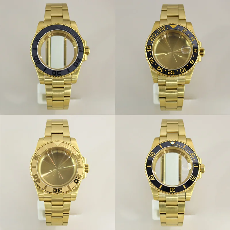 

Gold pvd 40mm 20ATM Diver Watch Accessories For NH35 NH36NH34 NH70 Miyota8215 Eta2824 SUB GMT Watch Case Bracelet Sapphire Glass