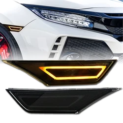 2 pces 10th gen lado marcador-911 carrera estilo led barra de luz fumaça luz amortecedor dianteiro para 2016-2021 honda civic sedan hatchback