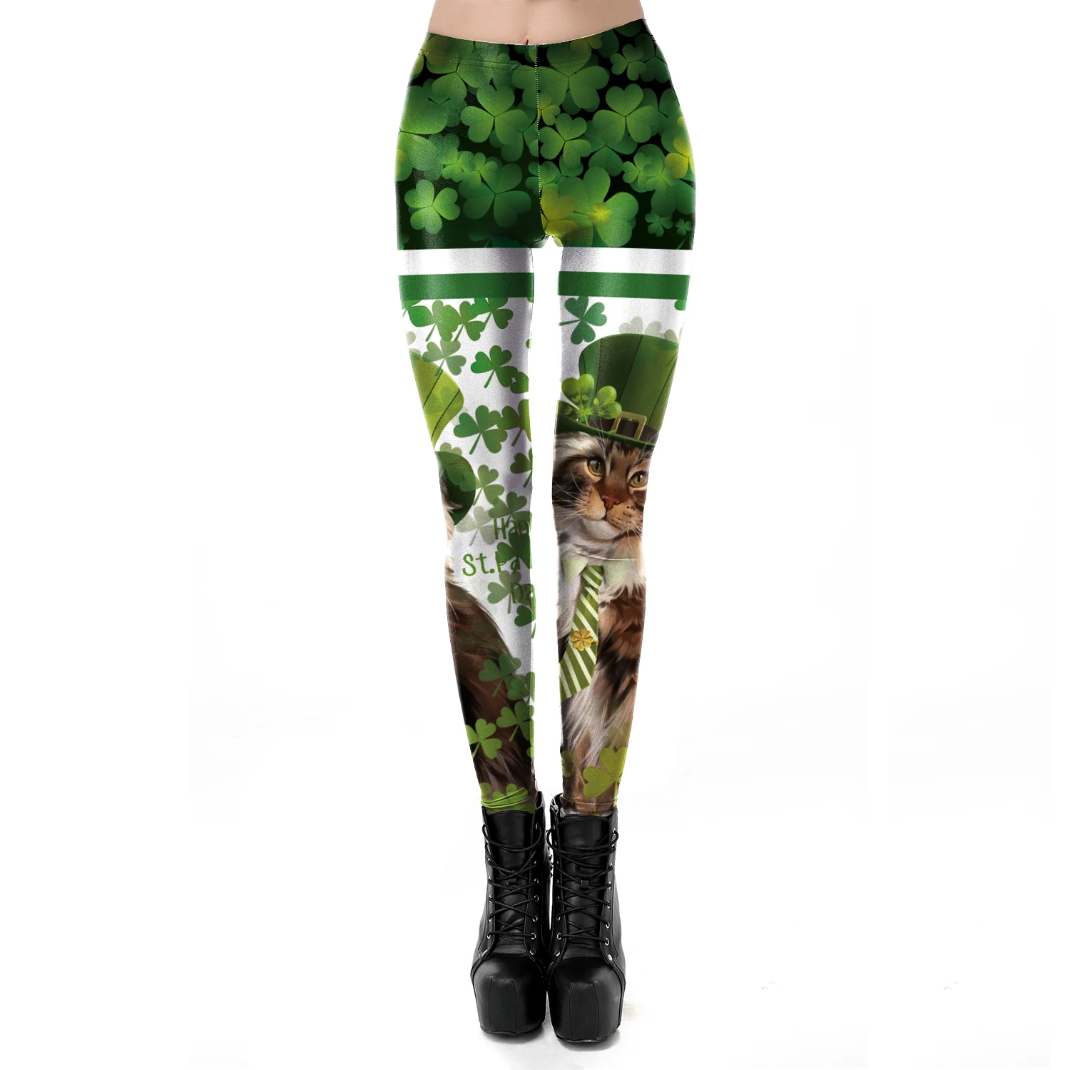 Fashion Female St Patricks Day Irish Green Shamrock Legging For Women Fitness Push Up Elastic Waist Trousers 2026 New Yoga Pant