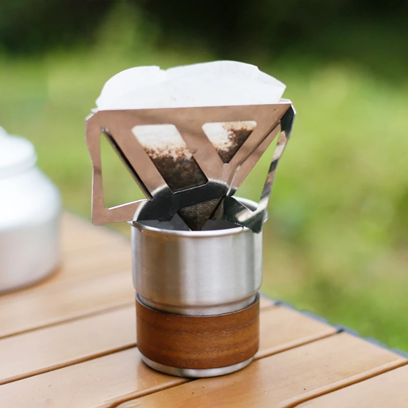 1PC Coffee Drip Rack Outdoor Camping Portable Stainless Steel Folding Funnel Filter Cup Coffee Stove Coffee Residue Filter