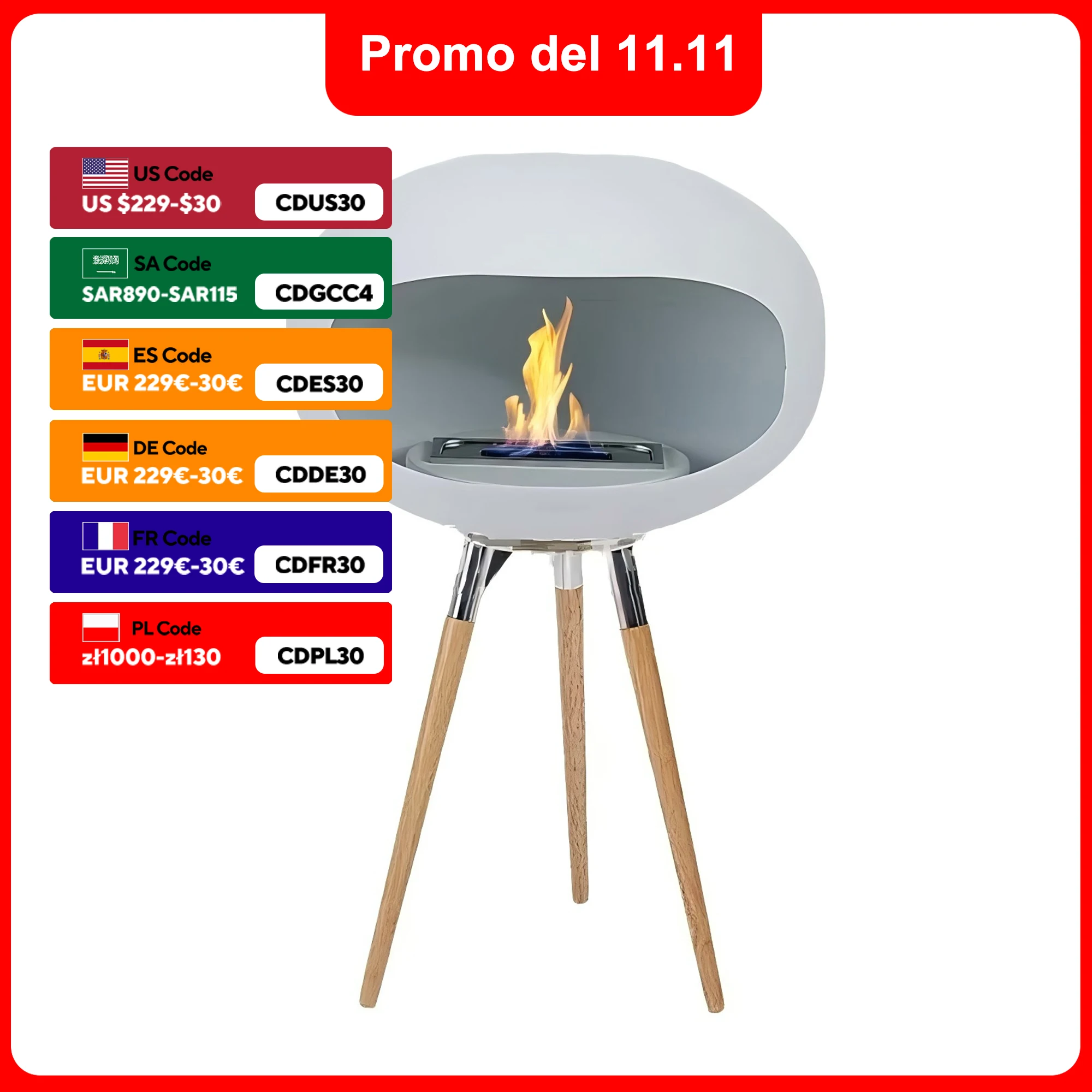 Nordic floor-standing high-foot fireplace real fire stove outdoor indoor decoration high-end atmospheric heating fireplace