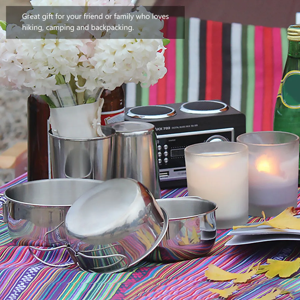 

1Pcs Stainless Steel Foldable Camping Bowl Durable Pot Lightweight Outdoor Cookware for Hiking Backpacking Picnic Cooking Gear
