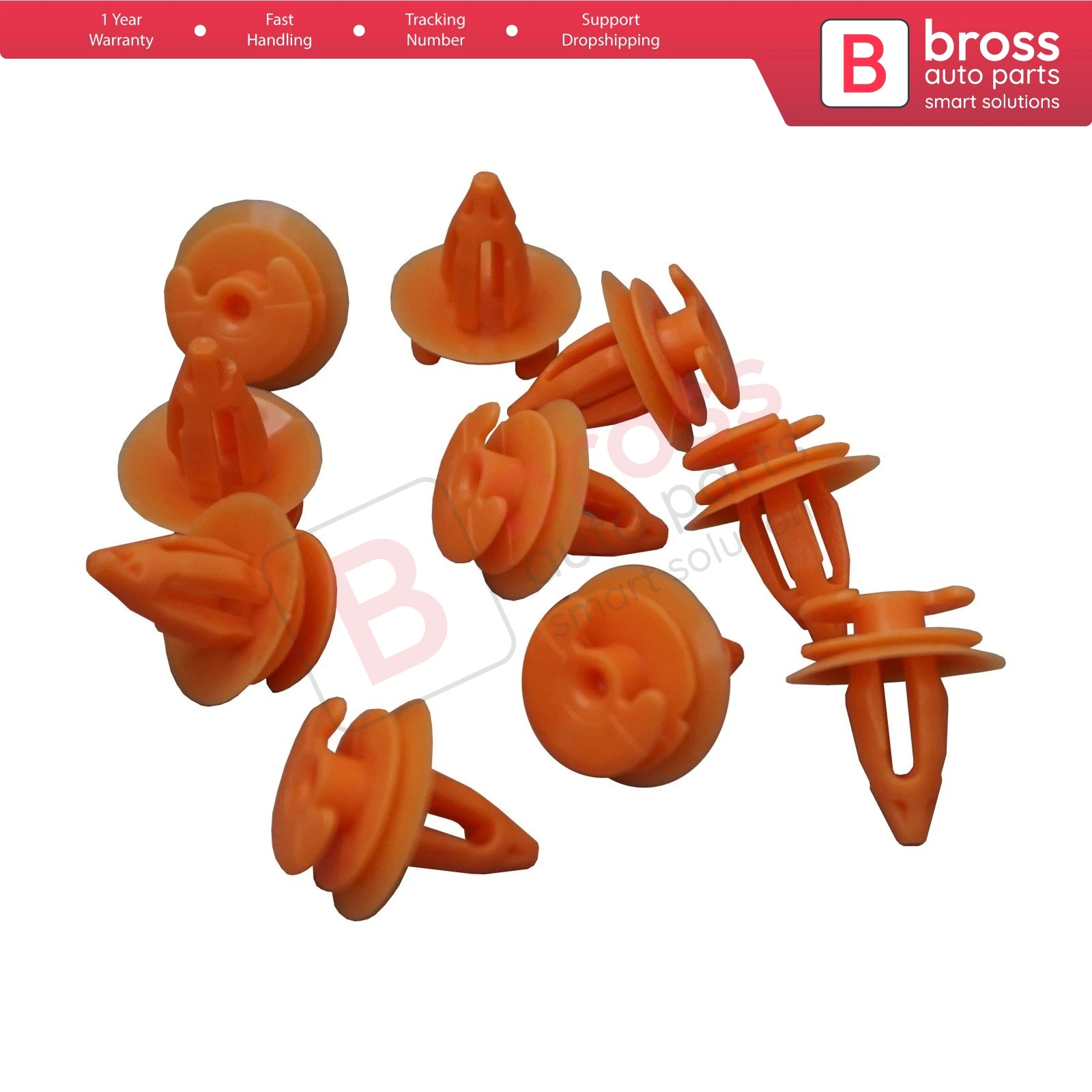 BCF5030 10 Pieces Door Trim Panel Retainer Orange Color for 51411973500 BMW 3, 5 7 E34 E36 E39 E38 E46 X5 X3Z8; Ford;