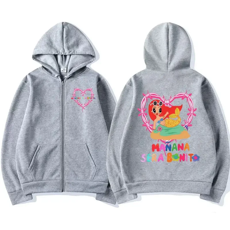 Limited Karol G Album Heart Manana Sera Bonit Zipper Hoodie Men Women Kawaii Jacket Sweatshirt Oversized Zip Up Pullovers Hooded