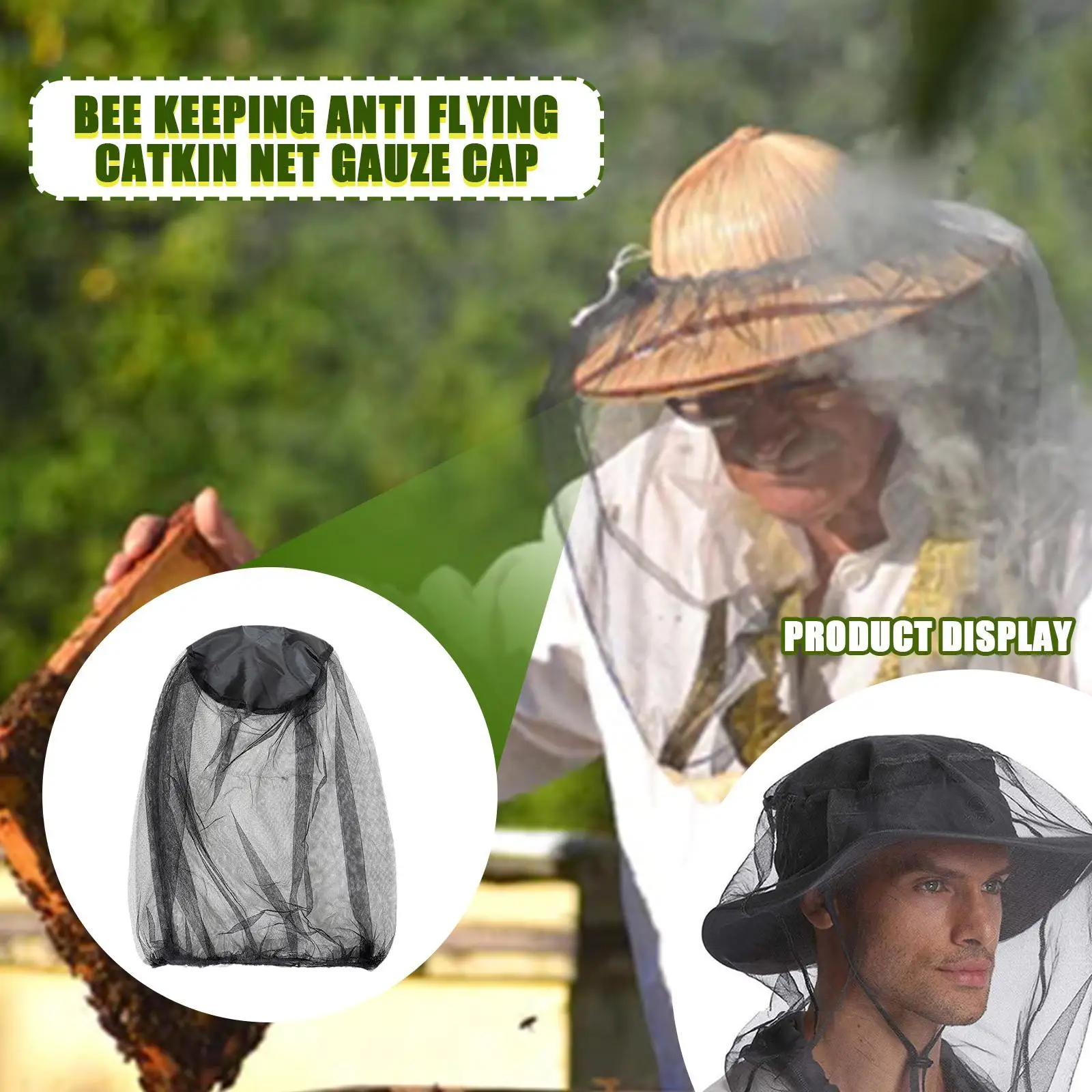 Beekeeping Anti Flying Floc Net Gauze Hat Outdoor Fishing Bee Biting Hat Net Mask Net Head Net Mask Travel Camping