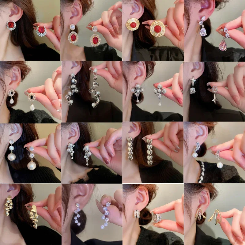 New Silver Needle Anti Allergy Cubic Zircon Pendant Earrings for Women's Wedding Jewelry High End Party Classic Accessories