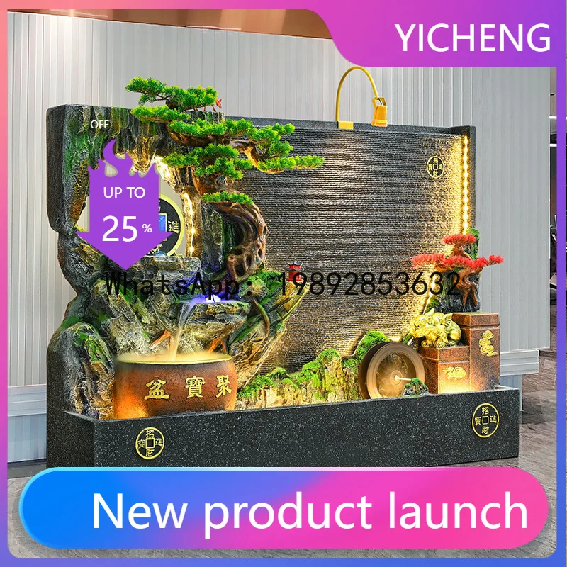 

HYS water curtain wall rockery fountain flowing water ornament feature circulating water fish tank humidifier