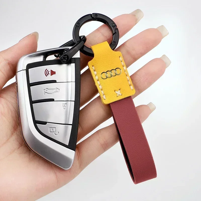 Car Leather Keychain Keyring Auto Logo Decoration Accessories For Audi A1 A3 A5 A6 A4 A7 A8L Q2 Q3 Q4 Q5 Q6 Q7 Q8 TT S7 SQ5 SQ7