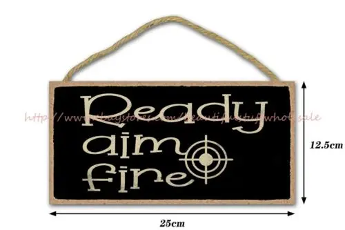 ready aim fire bathroom toilet funny quote wood sign garden wall plaques