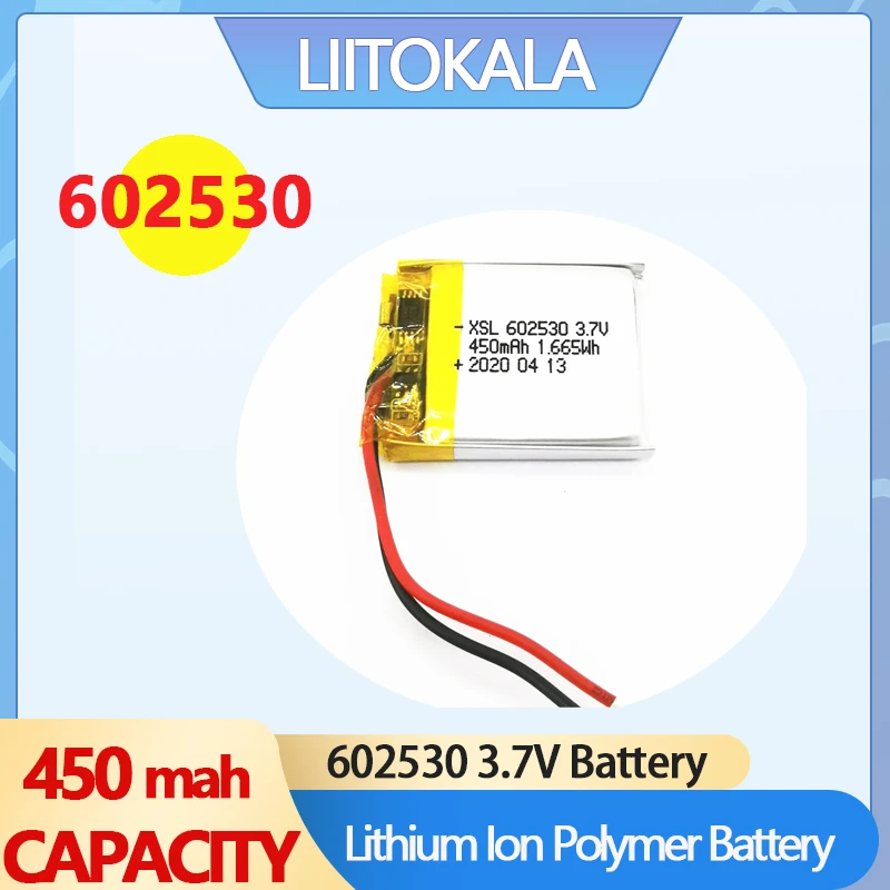 

XSL 3.7V 602530 450mAh Lithium Ion Polymer Battery 3.7v Lithium Battery For MP4 MP5 GPS PSP Smart Watch Driving Recorder