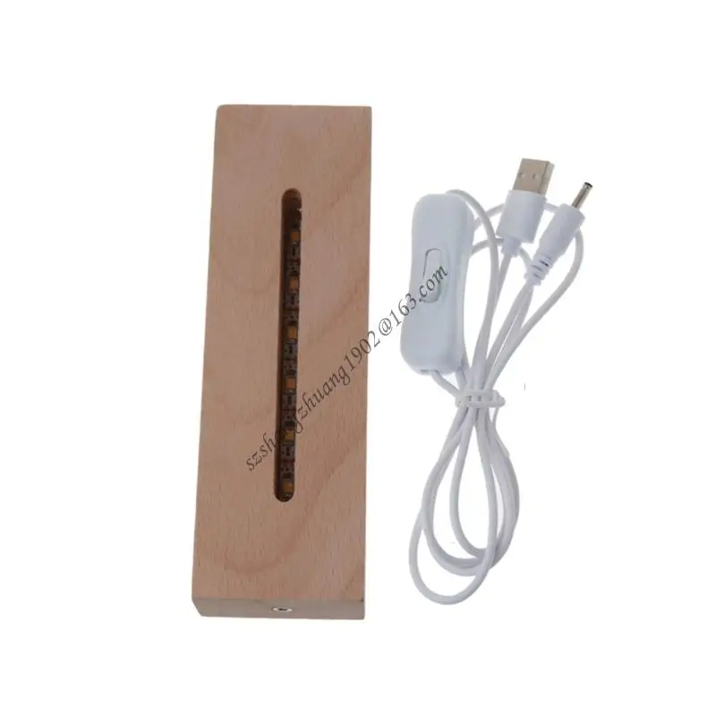 

Q6RB Resin Art Wooden LED Display Stand Nightlight Base Holder for Glass Ball