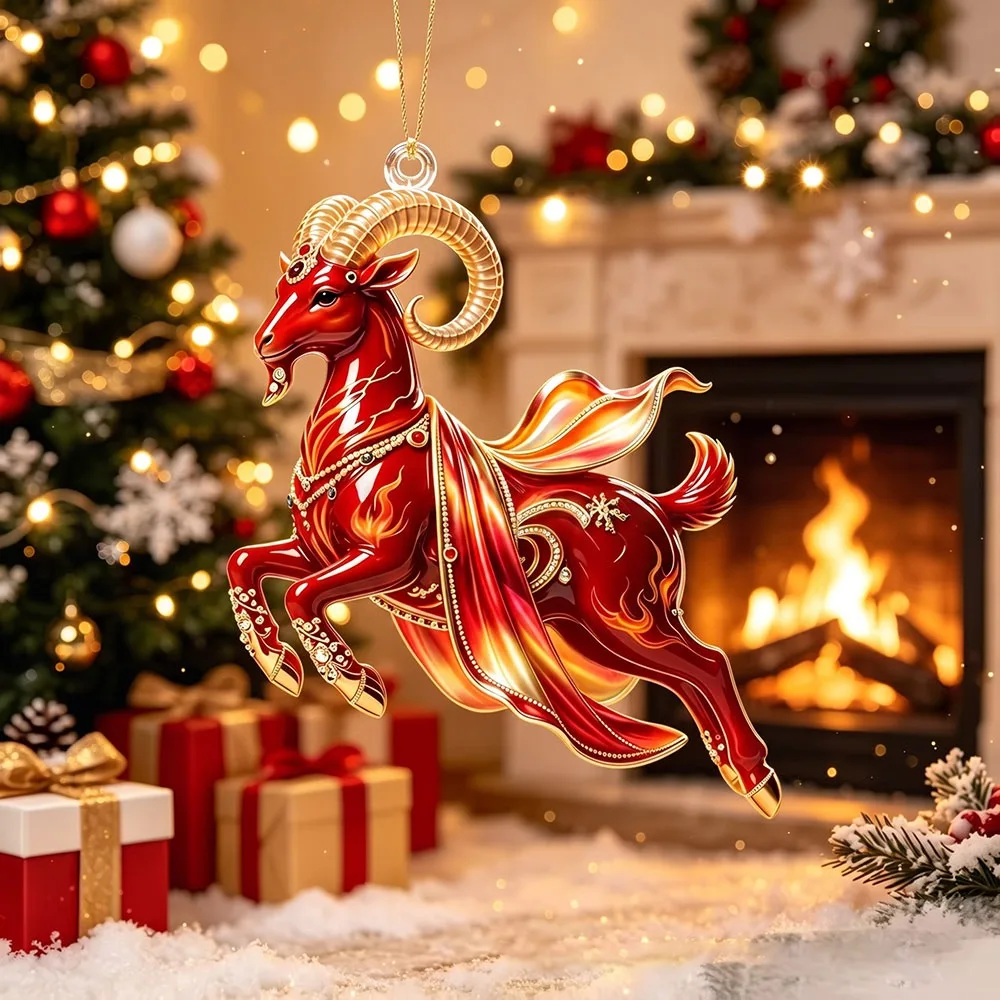 Gifts Shining Goat Hanging Ornament Galloping Goat Embossed Pattern Goat Pendant Goat Bag Charm Festive Occasions