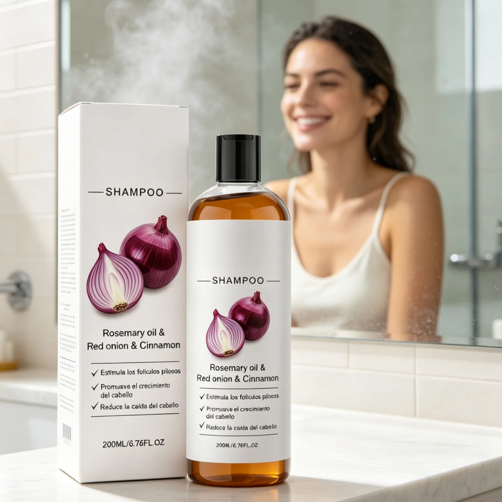 Red Onion Shampoo Nourishing Reduce Hair Loss Strengthen Hair Volumizing Non Irritating Rosemary Oil Follicle Care Shampoo 200ml