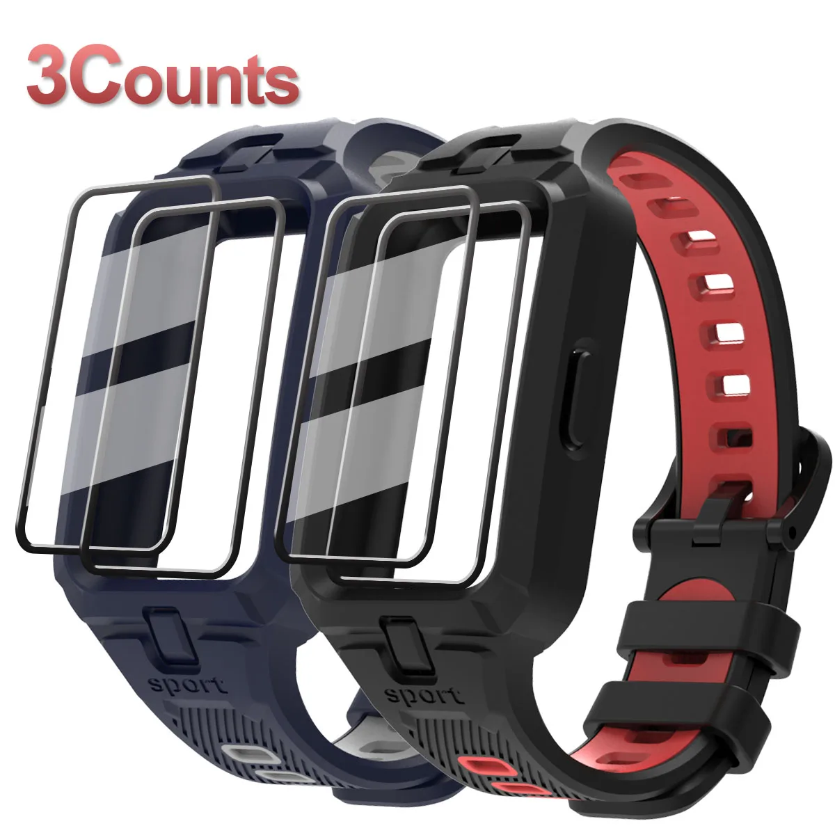 NEW 3pcs/Set silicone strap+2pcs films integreted for huawei band 6 7 8 9 bracelet for huawei band 8NFC 9NFC Honor band 6 watch