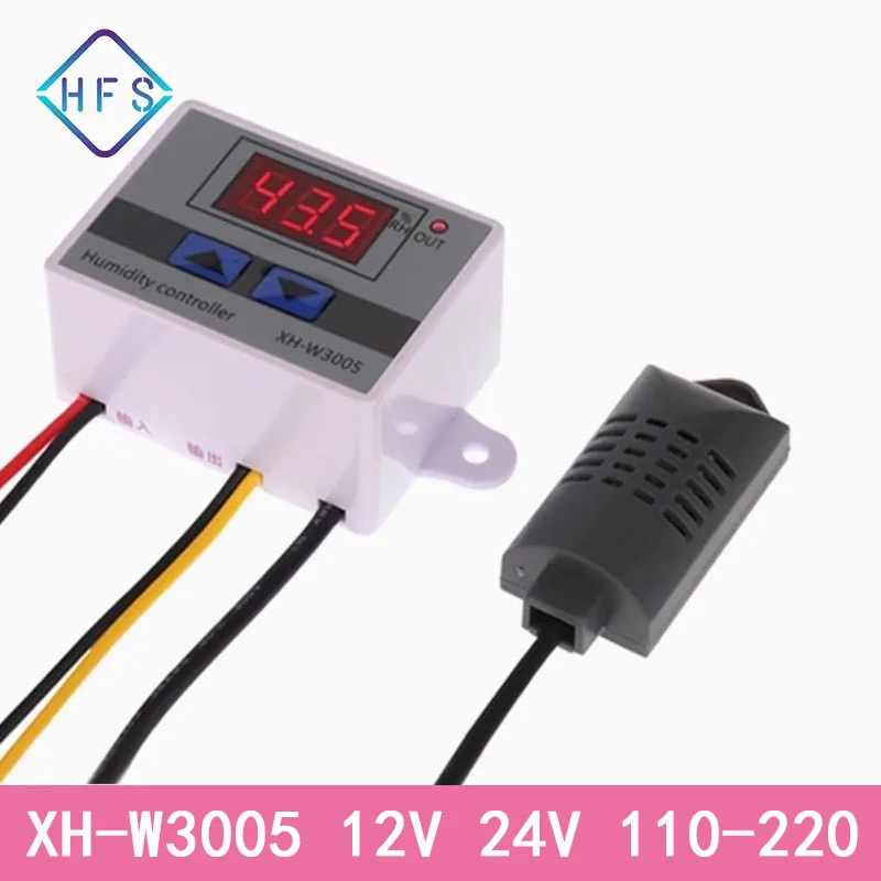 

1PCS XH-W3005 Digital Humidity Controller Humidification and Dehumidification Constant Humidity Control Switch DC12V 24V 110-220