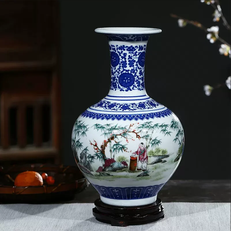 Jingdezhen Ceramics Under-glazed Blue and white porcelain new Chinese style Vase Decoration living room flower arrangement