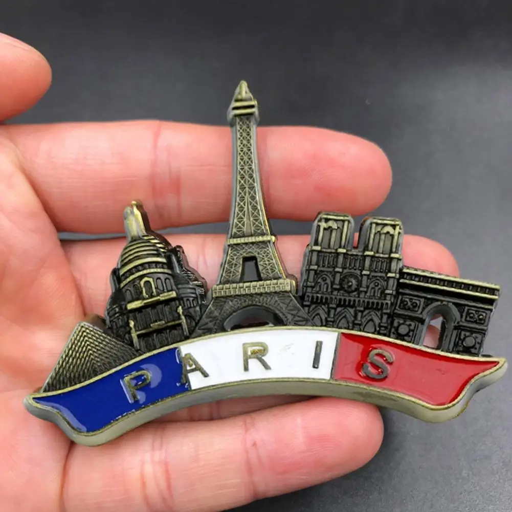 Paris Magnet Metal 3D Fridge Magnets Decorative Supplies for Luggage Door Holiday Bedroom Porch Party Living Room Home Birthday