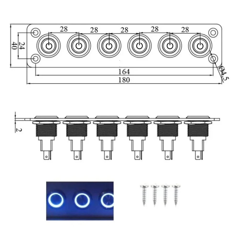 Aluminum Plate Panel Pre-Wired Switches Outdoor Lighting Control Stainless Steel Buttons User-Friendly Mechanism