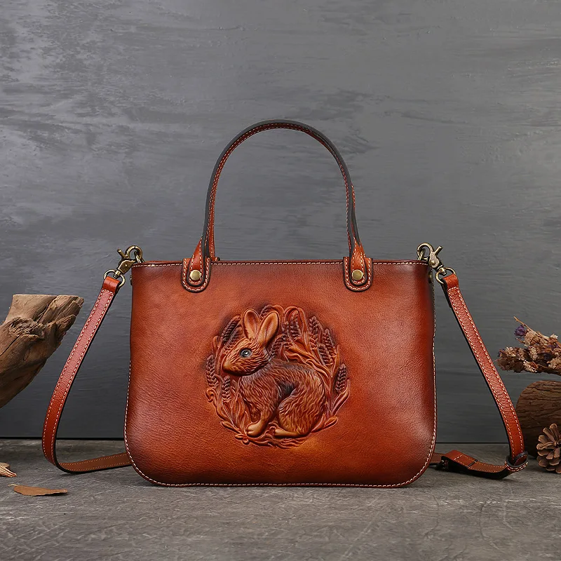 

Genuine Leather Shoulder Bags For Women Vintage Animal Embossed Handbag Woman Designer Luxury Bag Ladies Hand Bags 2024