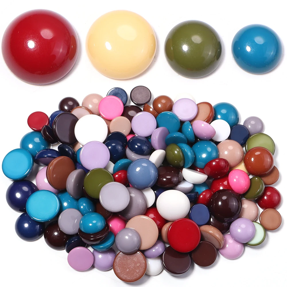 10-20pcs 12/14/16/18mm Colorful Resin Cabochons Half Round Flat Back Cabochons Cameo For DIY Earrings Hairpins Decor Accessories