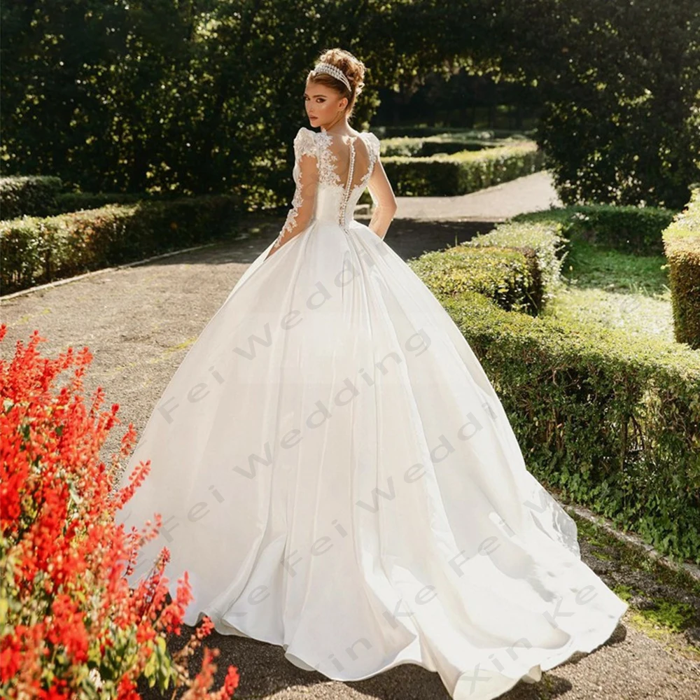 Robe de Mariée de Luxe en Dentelle à Manches sulfpour Femme, Tenue de Forme Trapèze Personnalisée, Idéale pour ixFormelle, 2025