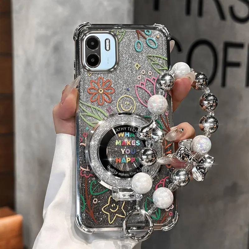 

A1 Small grass Plating Bracelet Holder Phone Case For Xiaomi Redmi A5 A3 9 A3Pro 9AT 9i 9A Turbo 4 9CNfc 9C 9Prime 9ASport Cover