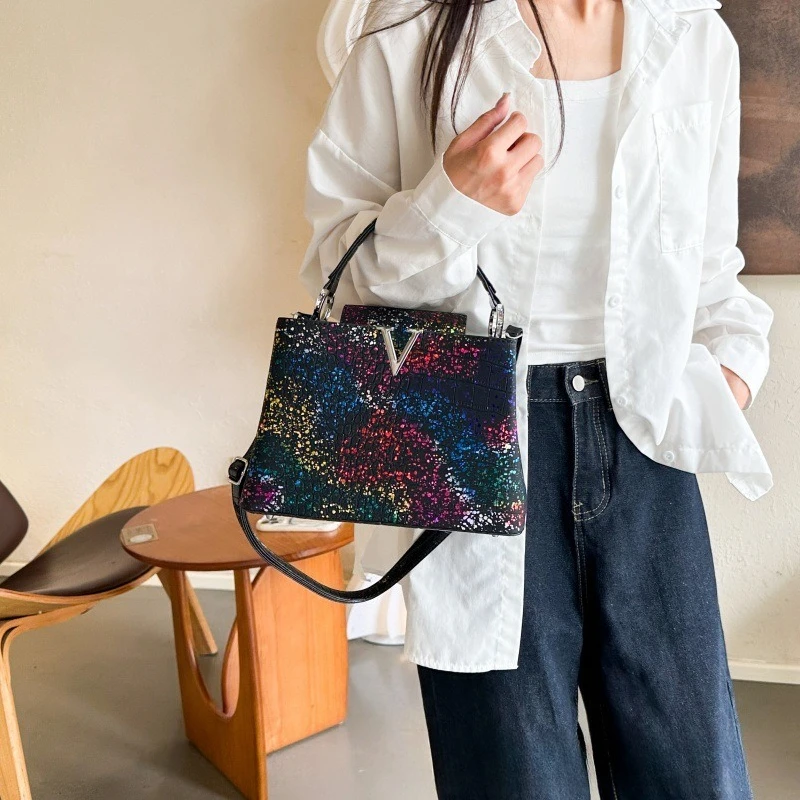 ‌ خمر التمساح تنقش حمل حقيبة Crossbody/الكتف/اليد محفظة متعددة الاتجاهات خفيفة الوزن حقيبة أنيقة للنساء ريترو الموضة