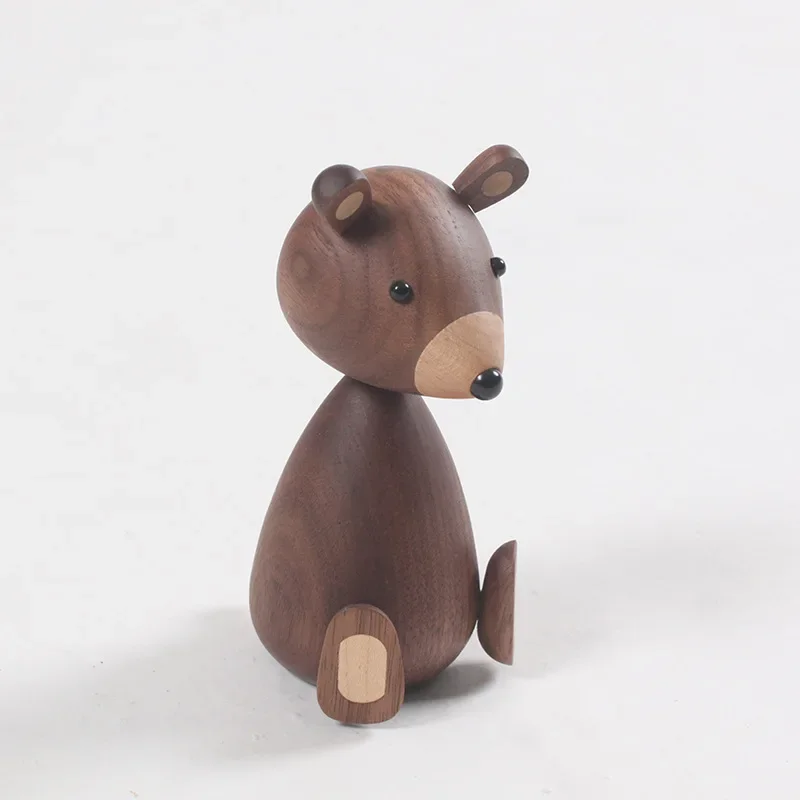 Brown Wooden Bear Figurine Nordic Design, Home Room Decor Denmark