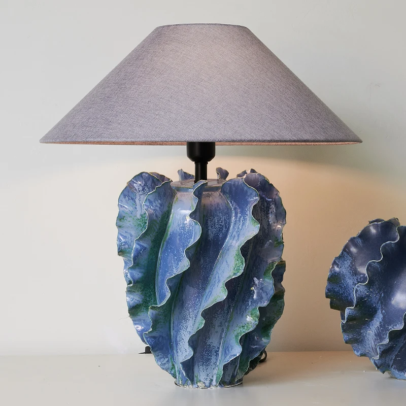 

wabi-**** wind table lamp American retro high-end design sense niche handmade ceramic art ornament Entrance lamp