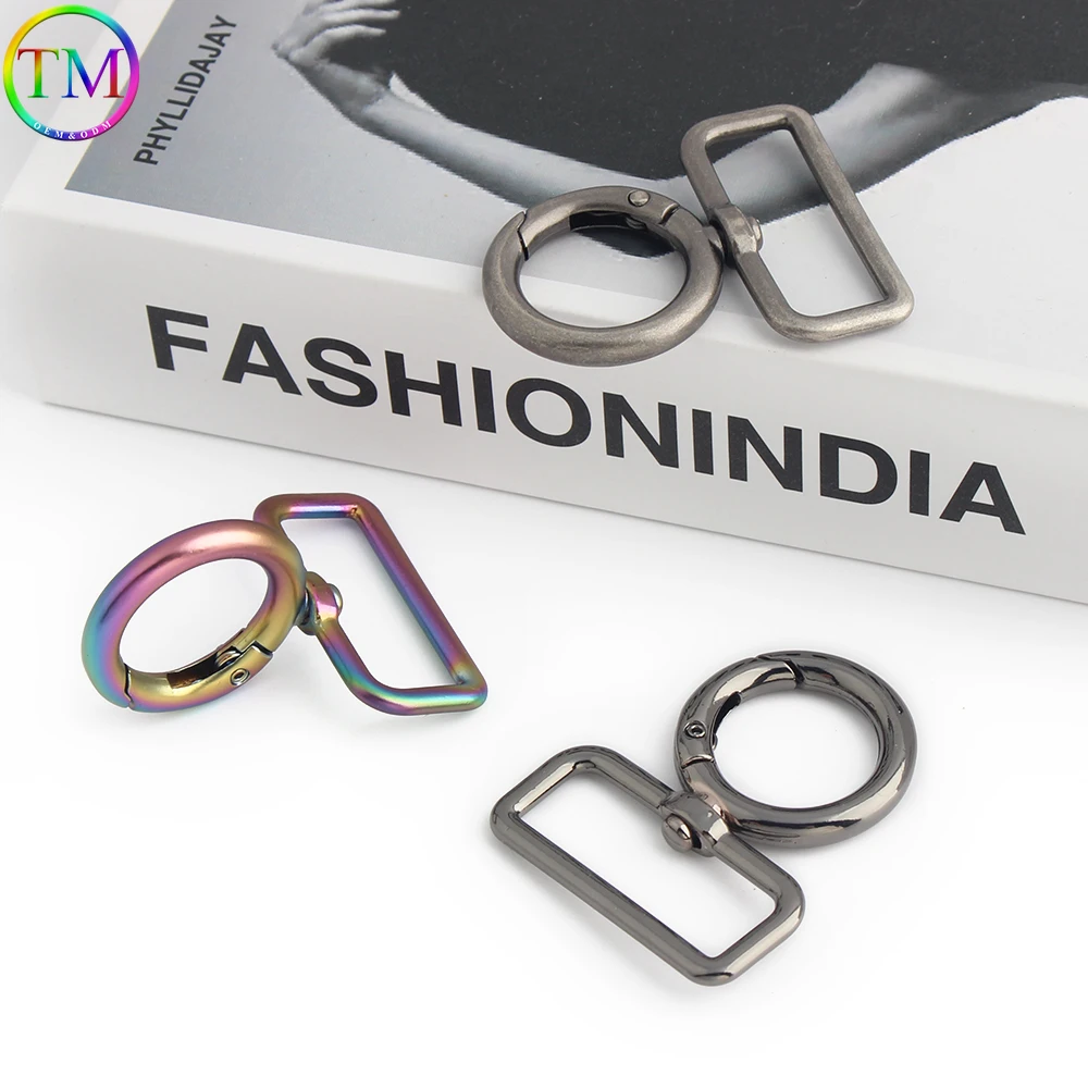 Zinc Alloy Metal Gun black O-ring Hooks  Spring Ring Hook Metal Round Carabiner Clip Hardware Accessories Bag Parts Hardware image 5