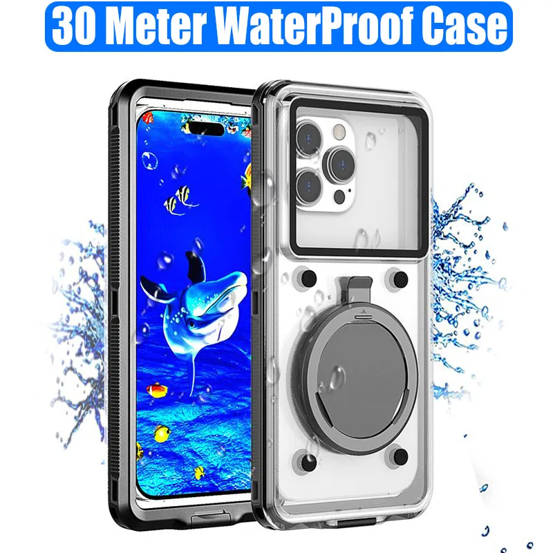 Self-check Leak Water General Size 30 Meter 33FT Deep Waterproof Case For Huawei Honor Xiaomi Oneplus Samsung iPhone Diving Swim