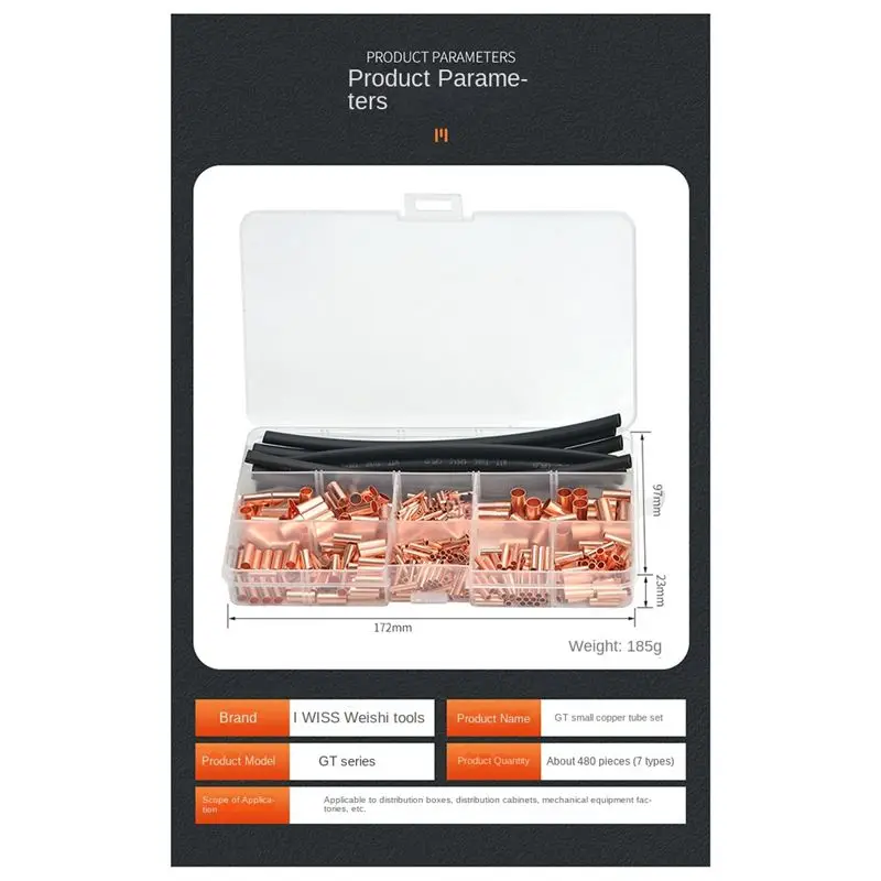 ^Arrival Copper GT Small Copper Tube Connecting Tube Wire Connector Terminal Connector Set Box