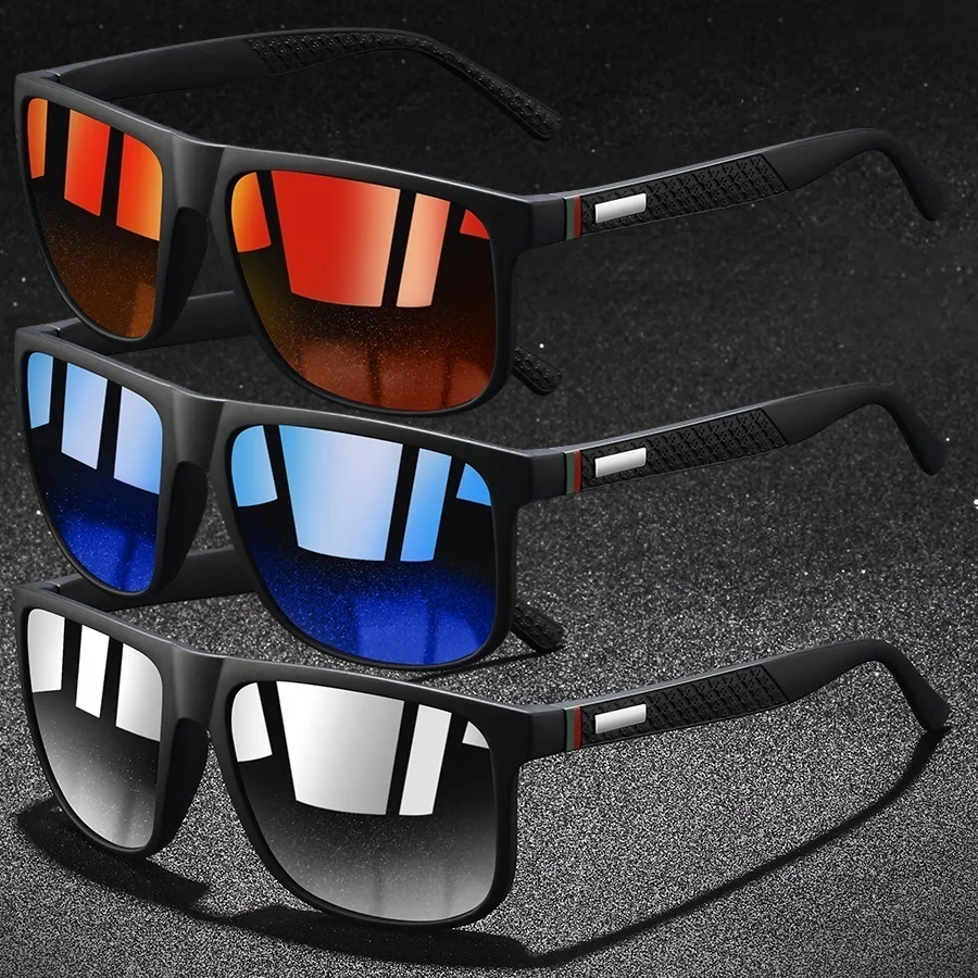 3PCS Fashion Classic Square UV400 Sunglasses Men Women Driving Fishing Colorful Trendy Lightweight Outdoor Goggles