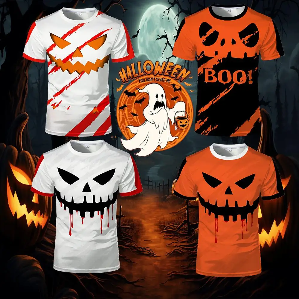 

Halloween Horror Pumpkin Face Pattern Kid's Clothes Men Women Fashion Vintage T-shirts Festival Funny Party Cosplay Y2K Clothes