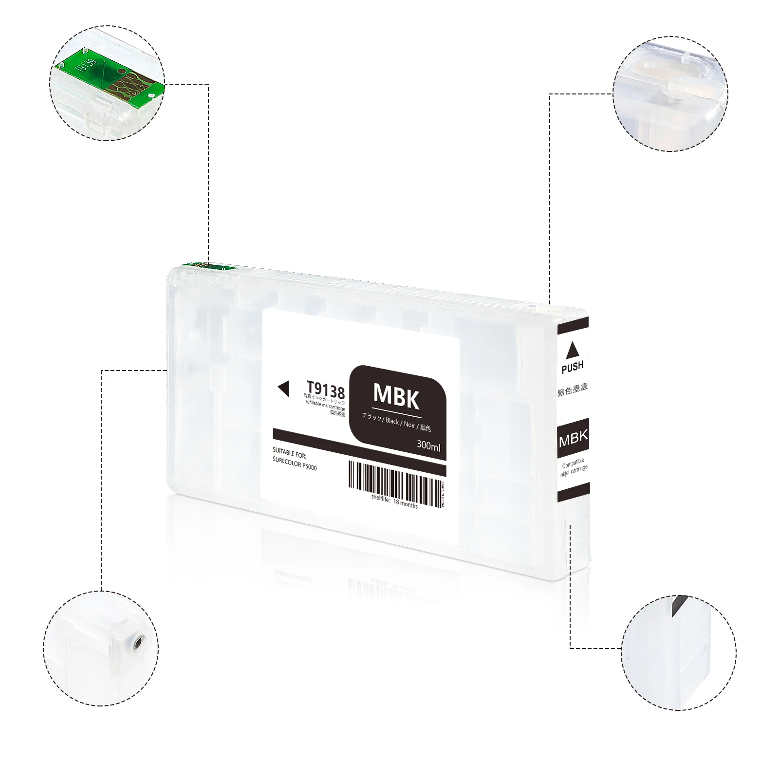 Winnerjet P5000 Refillable ink Cartridge With one use time chip for Epson SureColor P5000 printer