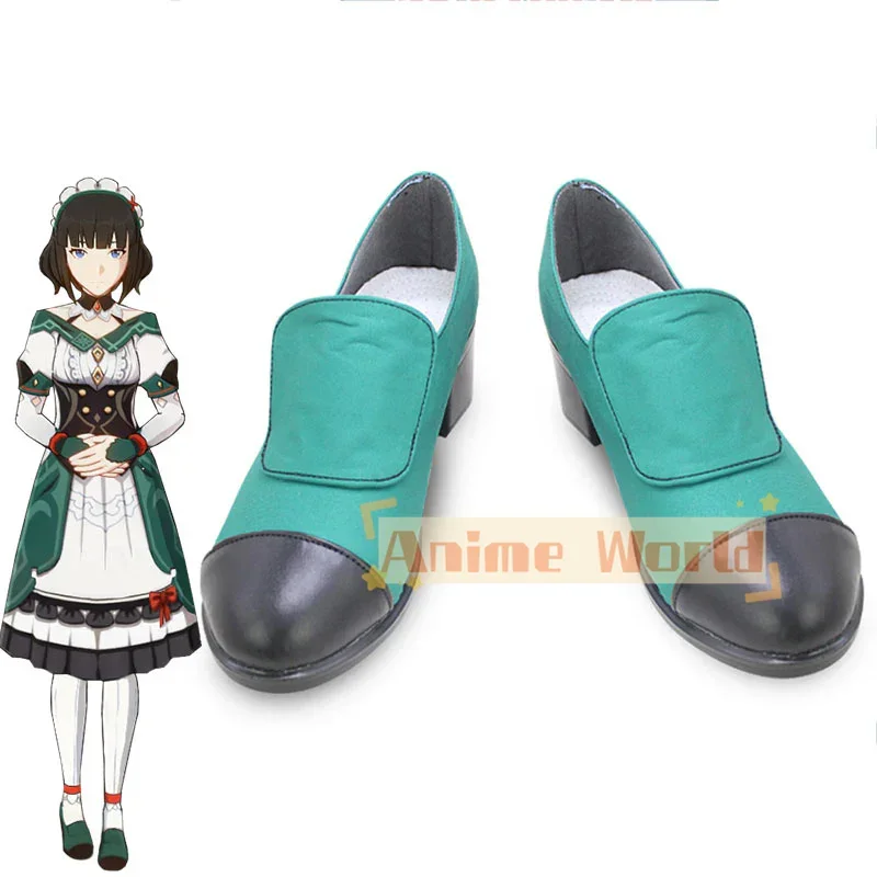 

Genshin Impact Catherine Сине-зеленые туфли для косплея Хэллоуин Карнавальные сапоги на заказ