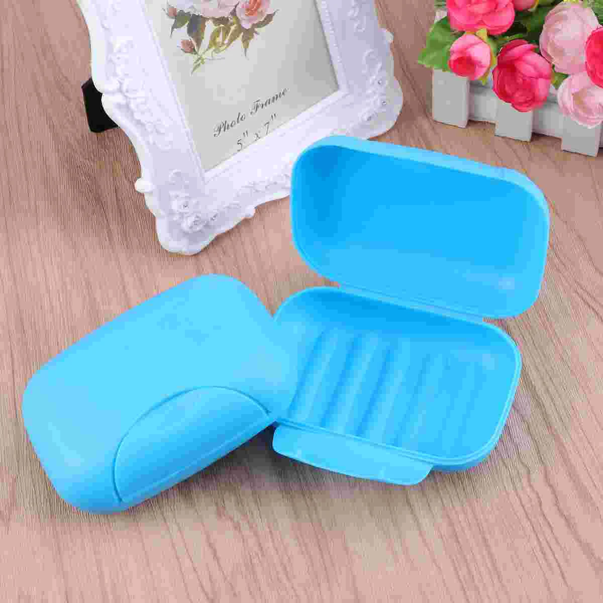 

Creative Portable Soap Dish Box Soap Holder Container Traveling Sealed Soap Case Size L (Blue) soap box