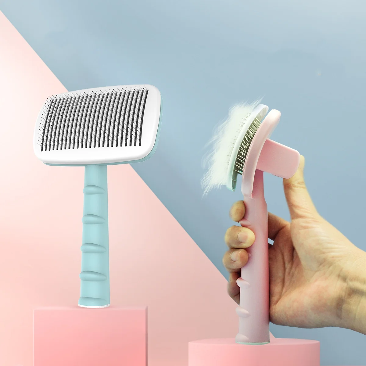 Self Cleaning Slicker Brush with Release Button Dog comb Shedding Brush for Grooming Cat Comb Pet Massage Tool Removes Tangles