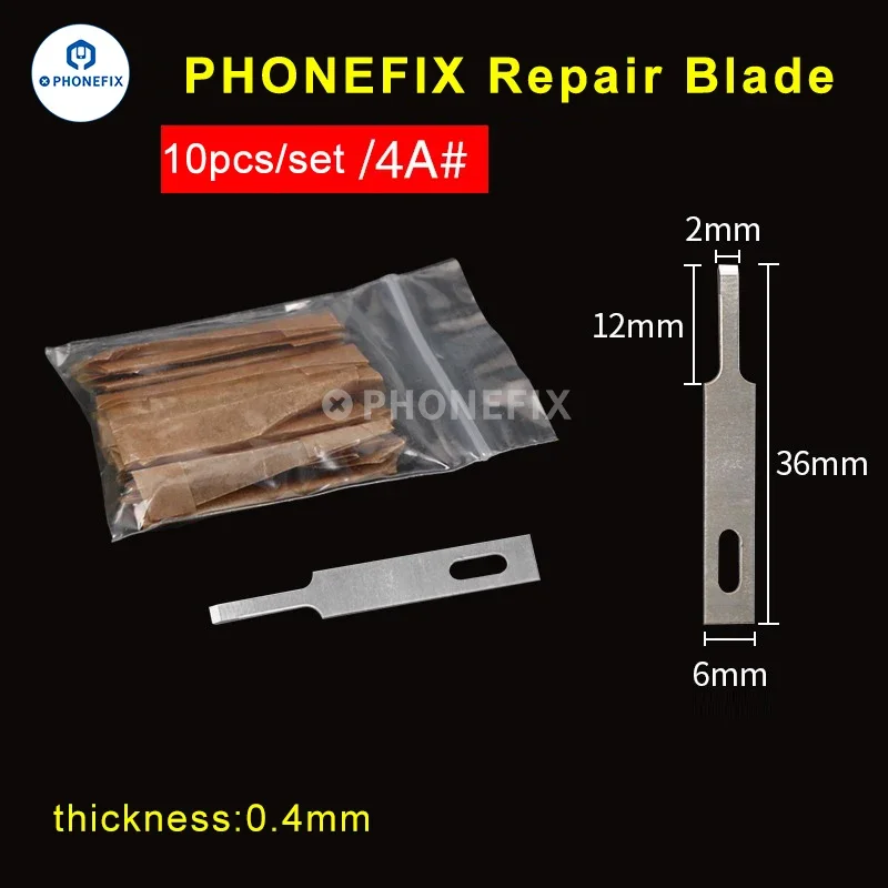 10 pezzi/set 4A #   11 #   18 #   Coltello a lama per bisturi 0,4 mm 0,5 mm Lame artigianali di ricambio per Thinkness per utensili da taglio per riparazione fai da te PCB del telefono