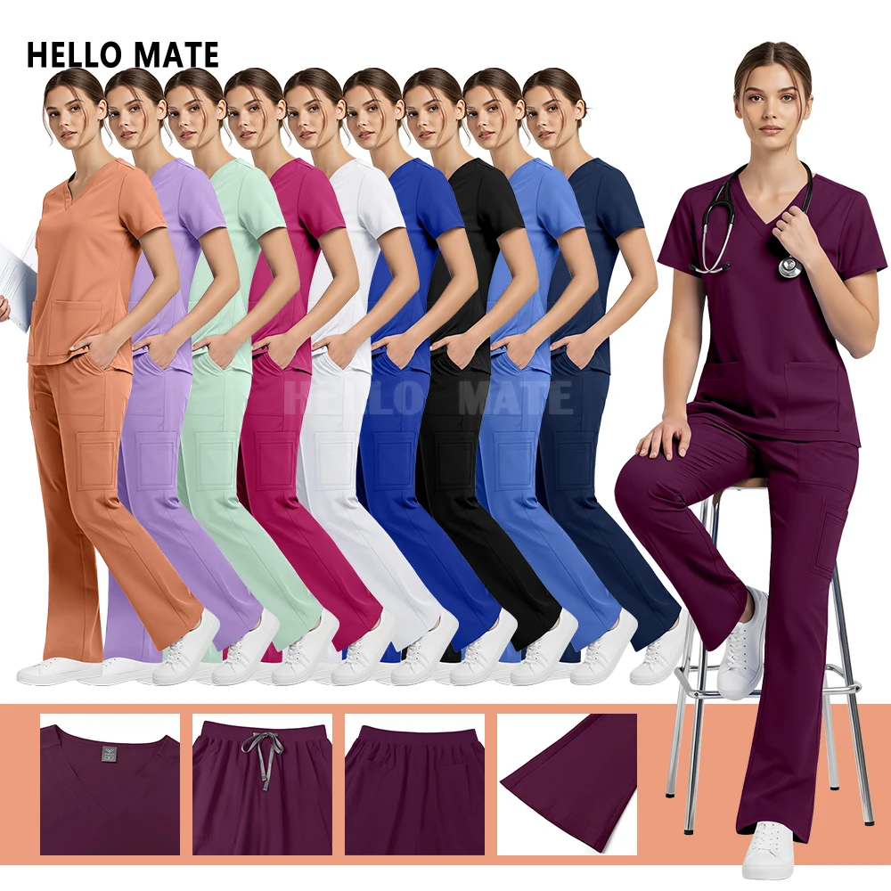 New Multicolor Beauty Lab Work Suit Hospital Doctor Nurse Scrubs Set Medical Clinic Uniforms Surgeon Nursing Clothes Dental Suit