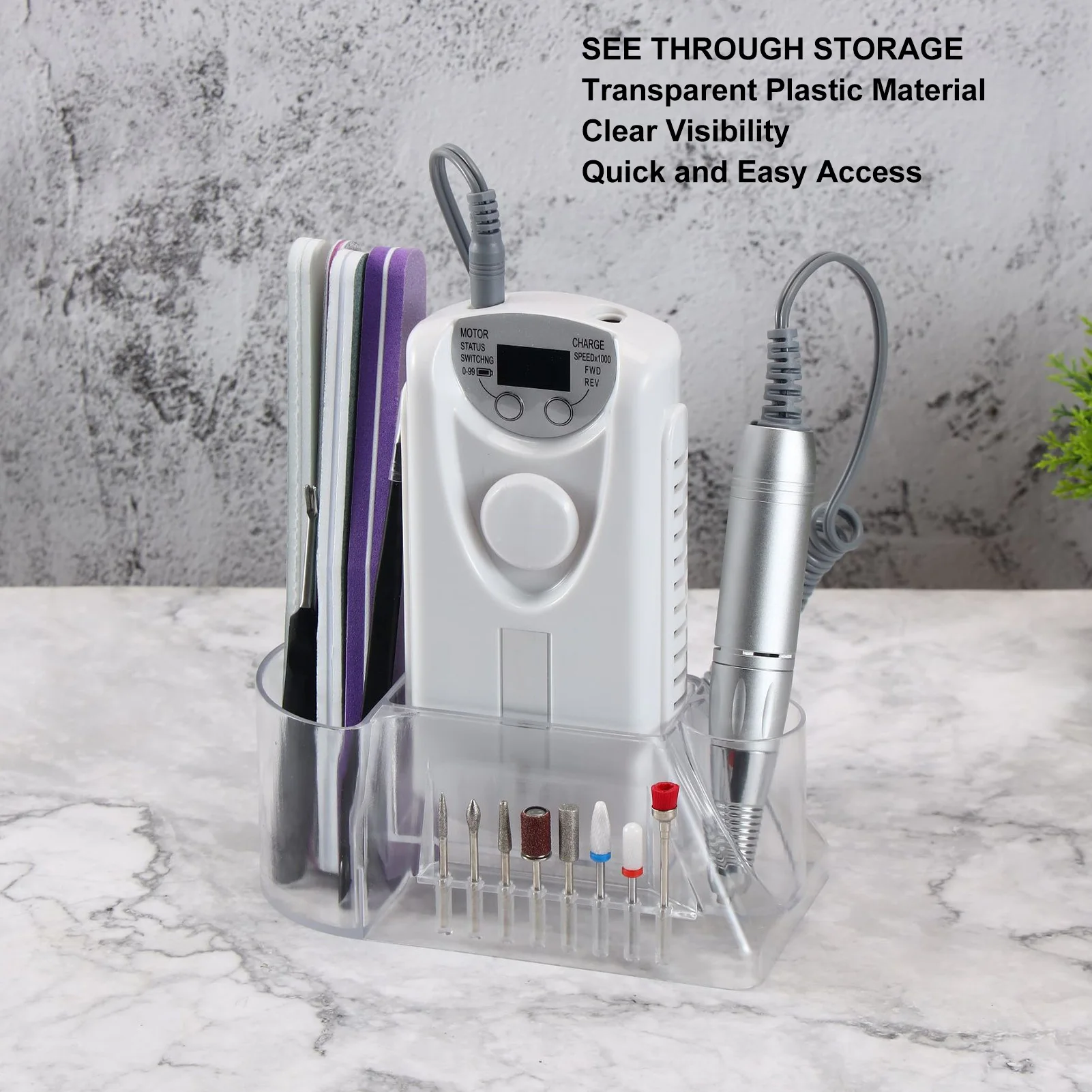 Nail Drill Machine Holder Nail Drill Stand Portable Professional Multifunctional Stable Support Multiple Dividers for Home Use