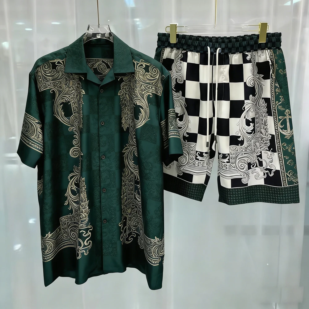 2026 New Men's Fashion Short Sleeve Shorts Suit Designer Pattern HD Printed Shirt Hawaiian Vacation Men's Clothes Fast Shipping